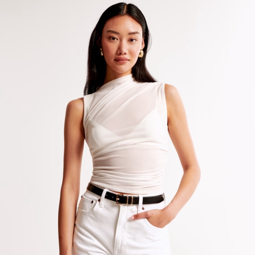 Mesh Draped Crew Top